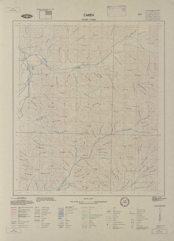 Carén 331500 - 710000 [material cartográfico] : Instituto Geográfico Militar de Chile.