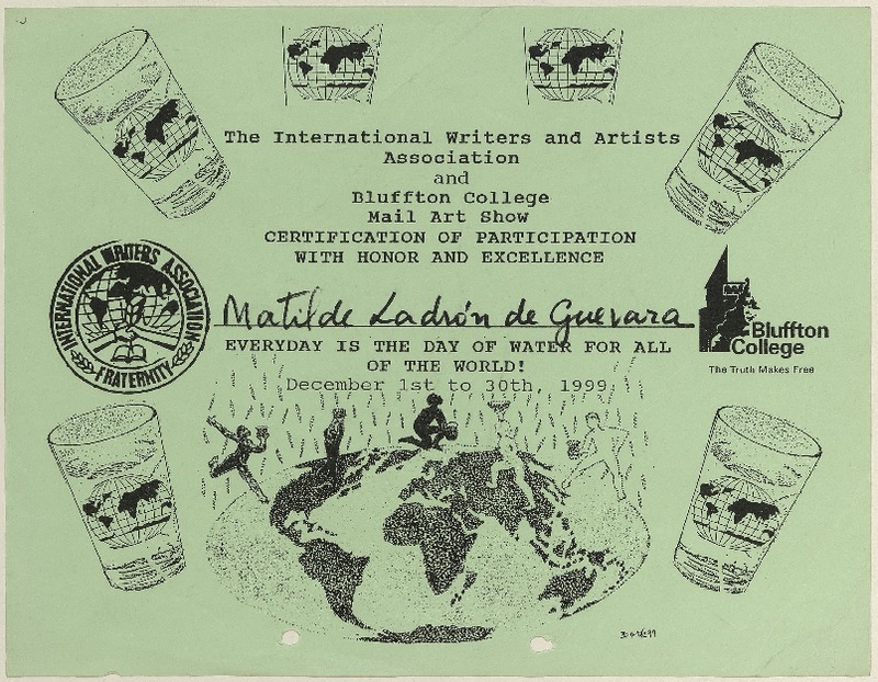 [Diploma] 1999 December, [Estados Unidos] [a] Matilde Ladrón de Guevara  [manuscrito] International Writers and Artists Association.