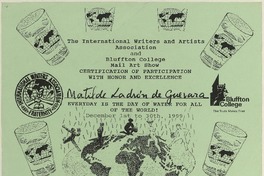 [Diploma] 1999 December, [Estados Unidos] [a] Matilde Ladrón de Guevara  [manuscrito] International Writers and Artists Association.