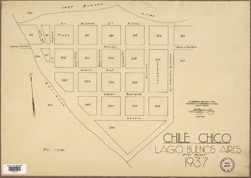 Chile Chico Lago Buenos Aires Prov. Aysén [material cartográfico] : Asociación de Aseguradores de Chile Comité Incendio.