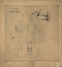 Plano de Santiago  [material cartográfico] dibujado y completado por la Sección de Geografía y Mapas de la Dirección General de Obras Públicas.