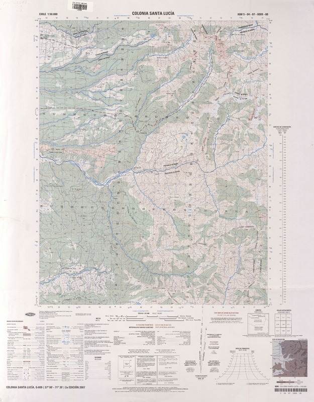 Colonia Santa Lucía (37°00' - 71°30') [material cartográfico] : Instituto Geográfico Militar de Chile.