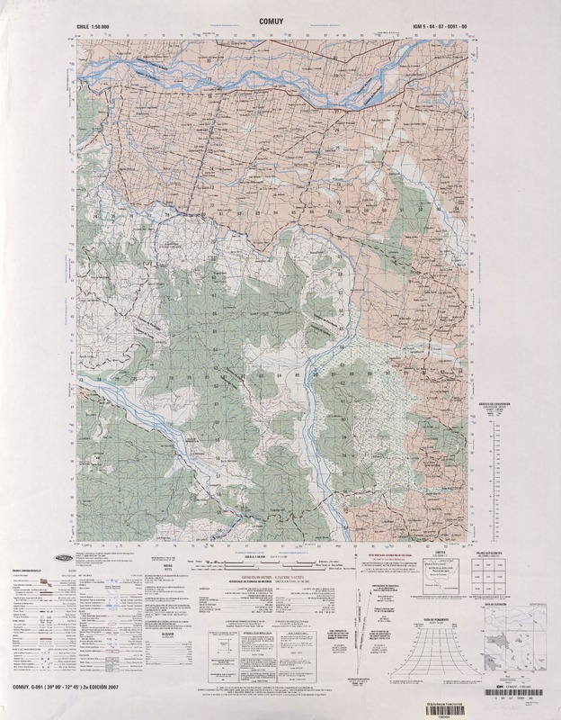 Comuy G-091 (39° 00'- 72° 45') [material cartográfico] preparado y publicado por el Instituto Geográfico Militar.