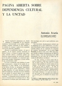 Página abierta sobre depedencia cultural y la UNCTAD  [artículo] Antonio Avaria.