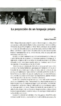 La proyección de un lenguaje propio  [artículo] Isidora Stevenson.