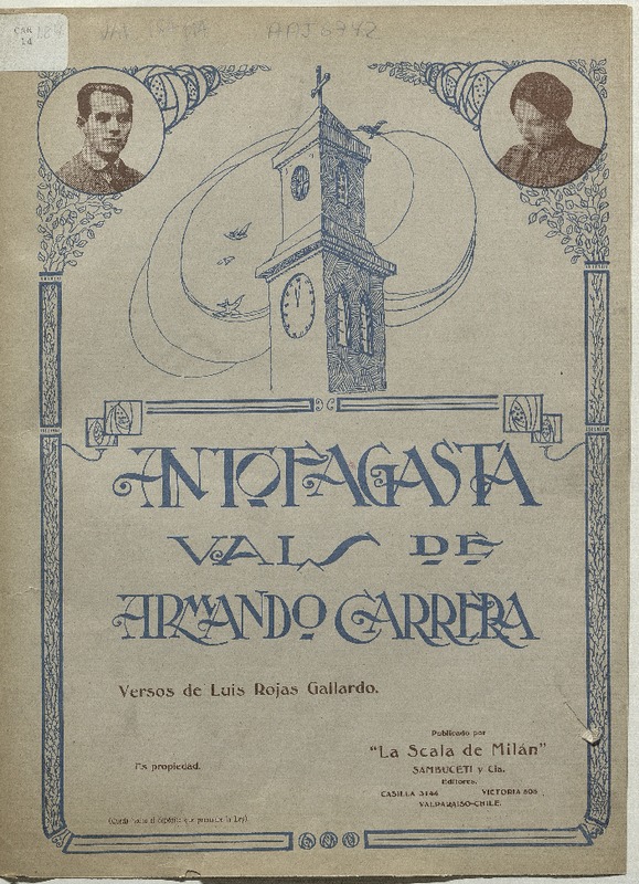 Antofagasta vals Boston [para canto y piano] [música] : música de Armando Carrera ; versos de Luis Rojas Gallardo.