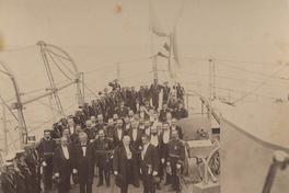 El abrazo del Estrecho de Magallanes, celebrado a bordo, en la ciudad de Punta Arenas, el 15 de febrero de 1899