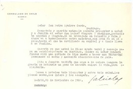 [Carta], 1934 nov. 30 Madrid, España <a> Pedro Aguirre Cerda, Chile