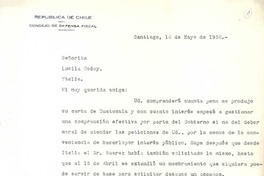[Carta], 1932 mayo 12 Santiago, Chile <a> Gabriela Mistral