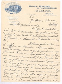 [Carta] 1925 feb. 21 Paris, Francia <a> Guillermo Labarca Hubertson