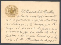 [Tarjeta], 1925 may. 30 Santiago, Chile <a> Guillermo Labarca Hubertson