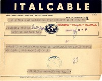 [Telegrama] 1952 nov. 22, Santiago, Chile [a] Gabriela Mistral, Nápoles, [Italia]
