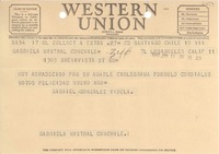 [Telegrama] 1947 ene. 11, Santiago, Chile [a] Gabriela Mistral, Los Angeles, Calif., [EE.UU.]