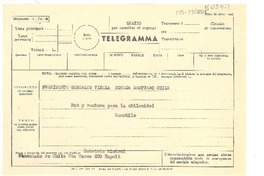 [Telegrama] 1952 set. 18, Consulado de Chile, Napoli, [Italia] [a] Presidente [Gabriel] González Videla, [La] Moneda, Santiago, Chile