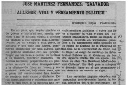"Salvador Allende, vida y pensamiento político"  [artículo] Wellington Rojas.