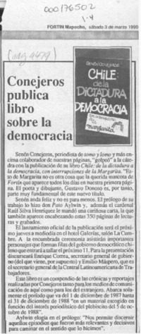 Conejeros publica libro sobre la democracia