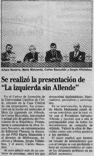 Se realizó la presentación de "La izquierda sin Allende"
