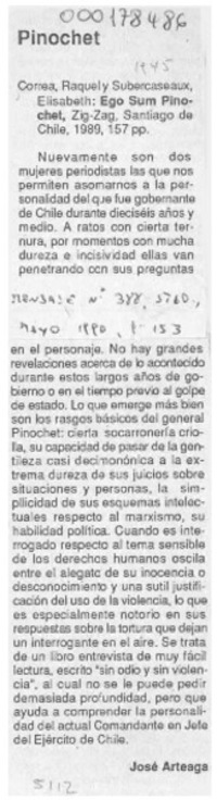 Pinochet  [artículo] José Arteaga.