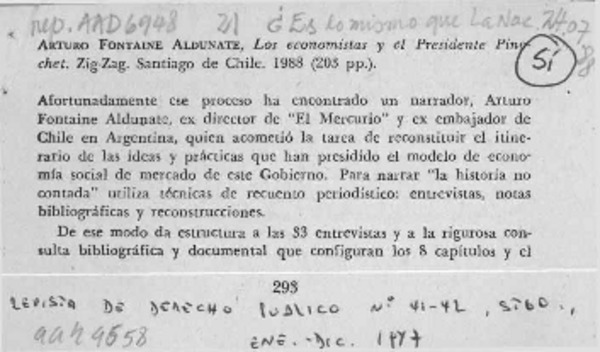 Arturo Fontaine Aldunate, "Los economistas y el Presidente Pinochet"