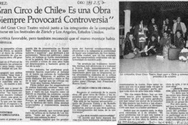 "El Gran circo de Chile" es una obra que siempre provocará controversia"  [artículo].