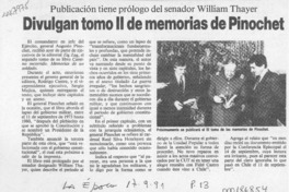 Divulgan tomo II de memorias de Pinochet  [artículo].