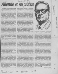 Allende en sus palabras  [artículo] Hernán Soto.
