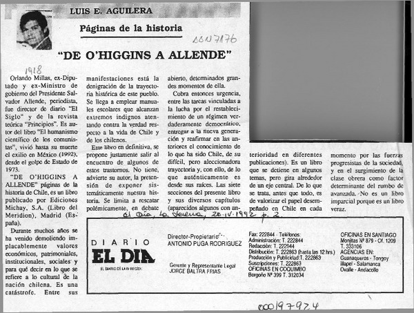 "De O'Higgins a Allende"  [artículo] Luis E. Aguilera.