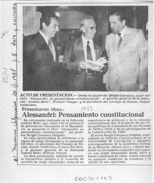 Alessandri, pensamiento constitucional  [artículo].