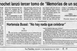 Pinochet lanzó tercer tomo de "Memorias de un soldado"  [artículo].