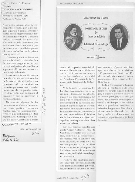 Gobernantes de Chile  [artículo] Eugenio García-Díaz.