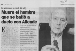 Muere el hombre que se batió a duelo con Allende