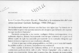 Pinochet y la restauración del consenso nacional  [artículo] Hermógenes Pérez de Arce Ibieta