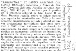 Argentina y el laudo arbitral del canal Beagle"  [artículo] Mateo Martinic B.