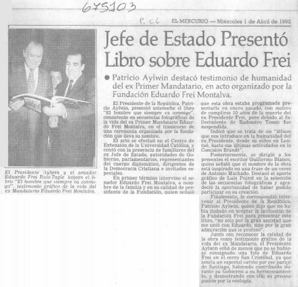 Jefe de estado presentó libro sobre Eduardo Frei.