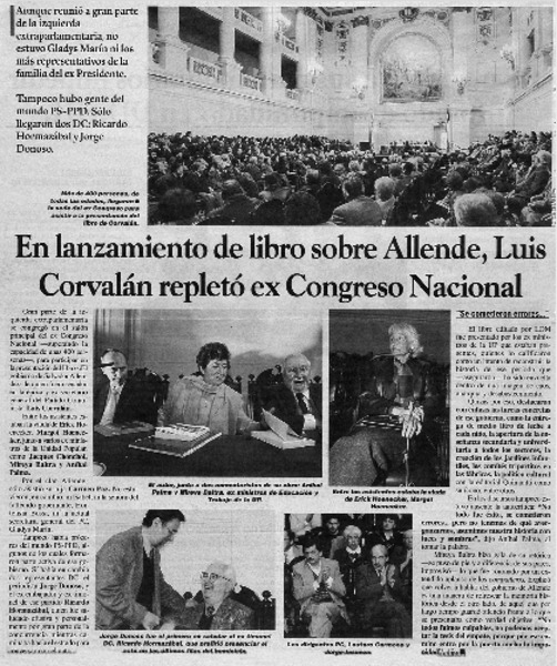 En lanzamiento de libro sobre Allende Luis Corvalán repletó ex Congreso Nacional.