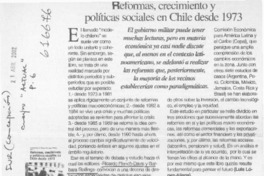Reformas, crecimiento y políticas sociales en Chile desde 1973  [artículo] Luis López-Aliaga