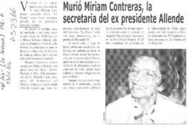 Murió Miriam Contreras, la secretaria del ex presidente Allende  [artículo]