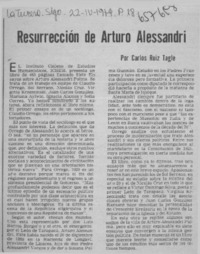 Resurrección de Arturo Alessandri  [artículo] Carlos Ruiz-Tagle.
