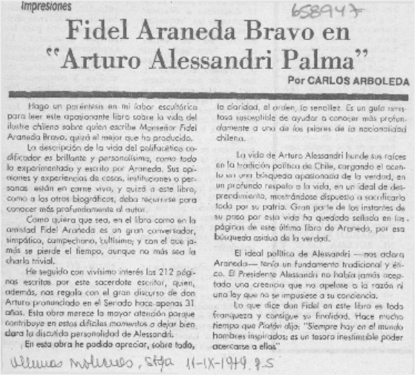 Fidel Araneda Bravo en "Arturo Alessandri Palma"