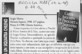 Carta apócrifa de Pinochet a un siquiatra chileno  [artículo] Daniel Noemí.