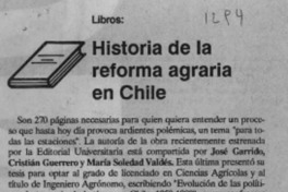 Historia de la reforma agraria en Chile  [artículo] V. M.