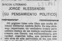 Jorge Alessandri (su pensamiento político)