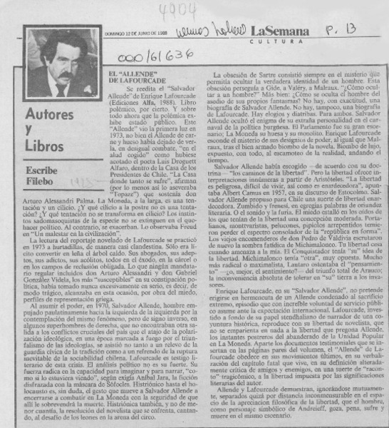 El "Allende" de Lafourcade  [artículo] Filebo.