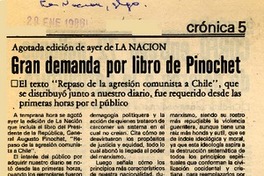 Gran demanda por libro de Pinochet  [artículo].