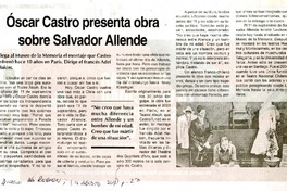 Oscar Castro presenta obra sobre Salvador Allende  [artículo]