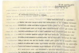 [Carta] 1963 agosto 27, Santiago, Chile [a] Jorge Alessandri Rodríguez  [manuscrito] Magdalena Petit.