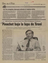 Pinochet bajo la lupa de Tironi  [artículo] Francisco Dagnino.