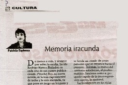 Memoria iracunda  [artículo] Patricia Espinosa.