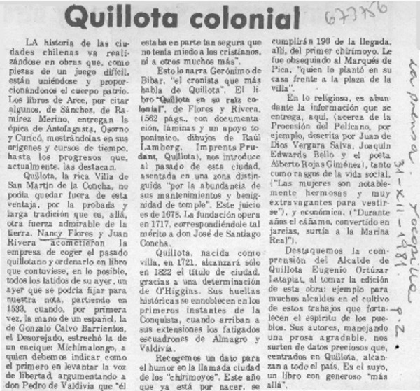 Quillota colonial.