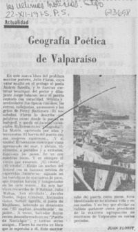 Geografía poética de Valparaíso.